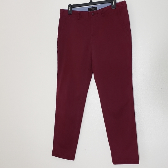 Banana Republic Ryan Fit Maroon Slacks Pants Mid Rise Crop Ankle Womens Ankle - Picture 9 of 15